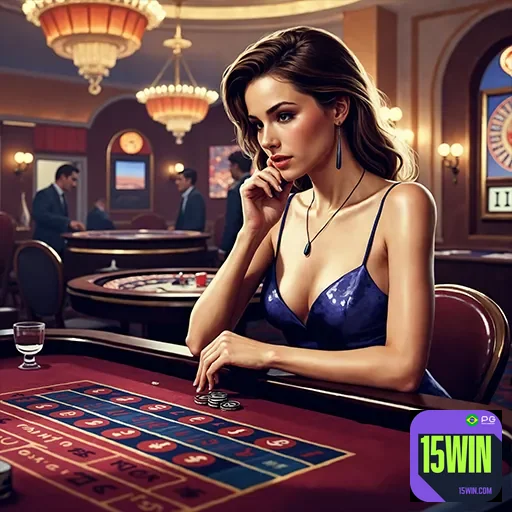 Imagem promocional do 15win com elementos de cassino, destacando o site 15win para apostas e jogos online.