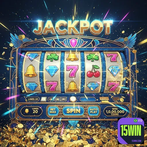 Imagem de caça-níqueis do site 15win, promovendo jogos de slots e entretenimento online.